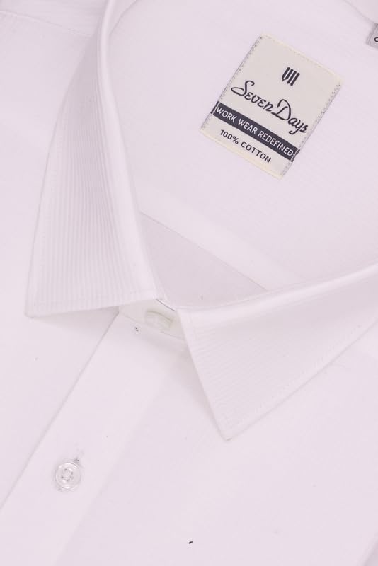 Image of 7-DAYS Men's Premium Formal Shirt - 100% Pure Cotton, Regular Fit, Plain, Full Sleeves, with Pocket - Perfect for Office Wear & Under Suits