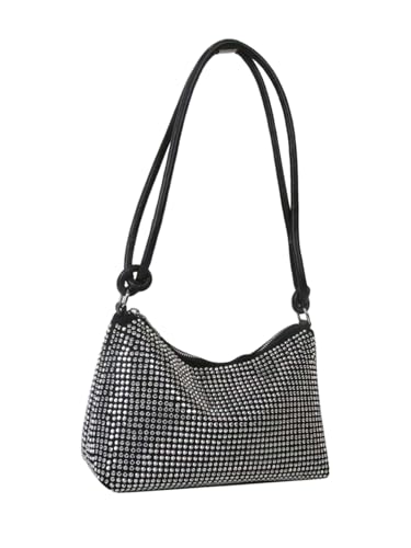 Verdusa Women's Hobo Evening Shoulder Bag Elegant PU Leather Handbag Purse with Zipper Silver One Size