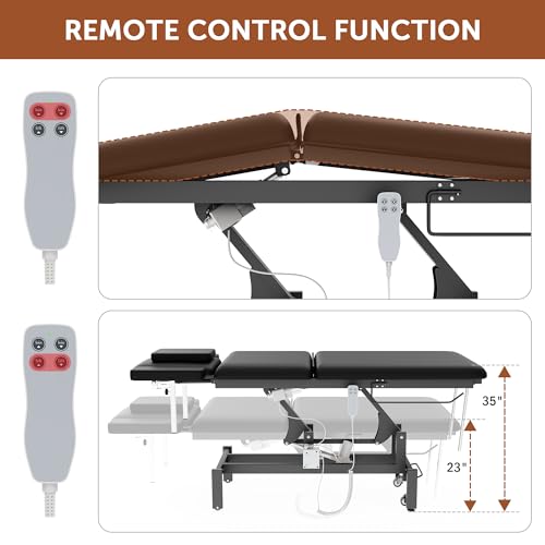 Image of Dolonm 2 Motors Electric Massage Table, Hydraulic Electric Lift Adjustable Waist and Height Lifting Functions for Treatment, Physical Therapy, Spinal Massage, Facial Spa, Waxing, Tattooing - Black