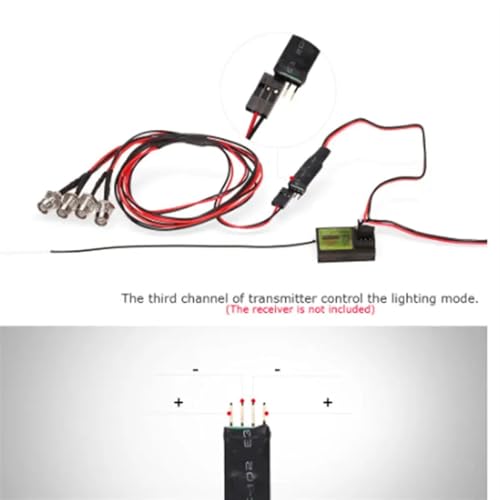 Luces Vehículo RC 1/10 1/8 Kit de 4 Lámparas Blanco y Rojo con Panel 3CH 5
