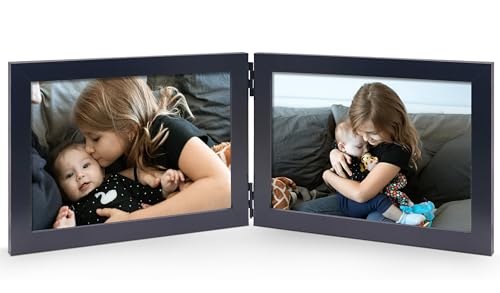 JD Concept Double 4x6 Horizontal Combo, Black Wood Picture Frame, 3.5x5.5 Opening Foldable Landscape View Photo Frame on Table-top or Wall