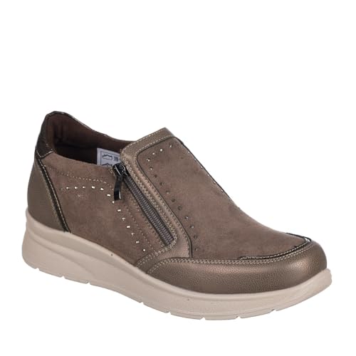 amarpies 27021 Zapato Confort con Cremallera Mujer Taupe 38
