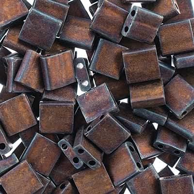 Beads 5x5mm 2 Hole TL2005V Dk Raspberry Opaque Iris Metallic 5.2Gms Vial of Japanese Glass Beads