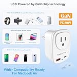 Type E/F Plug Adapter, VooLerTun France Germany Travel Adapter with 30W Fast Charge Power Adapter Dual Ports Compatible Cell Phone Camera, 1 American Outlet Adapter, US Converter European Travel - Image 5