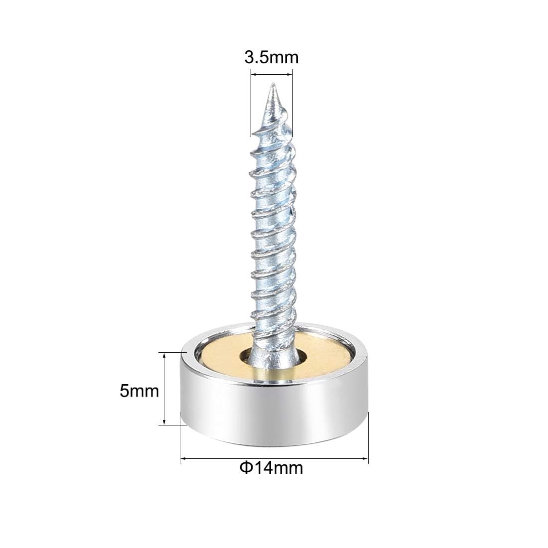TOP-VIGOR 8Pcs Mirror Screws, 14mm brass Mirror Screws Cap Nail with Washers - Image 2
