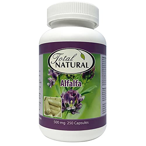 image for Natural Alfalfa Supplement 500mg 250 Capsules [2 Bottles] by Total Nat