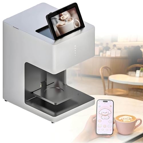 WANGYYDS Máquina De Café Latte Art, Impresora De Café con Impresión De Imágenes Multicolor Personalizadas, Impresora De Decoración De Pasteles Personalizada para Cafeterías Y Bares 3ColorsWhite