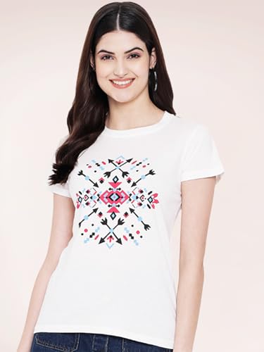 Image of Preneum Women's Cotton Regular Fit Graphic Stylish Printed Short Sleeves Casual T-Shirt || Trend & Style (Pack 3)