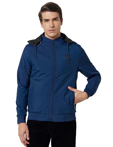 Image of Qube By Fort Collins Men's Polyester Standard Length Regular Fit Reversible Winter Jacket with Ribbed Cuffs & Hood - Warm, Stylish & Versatile