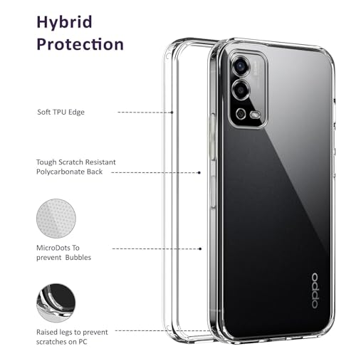 Image of JOTECH Crystal Clear Transparent Back Case Cover for Oppo A55 4G| Full Device & Camera Protection Shockproof TPU Silicone Back Cover Case - Transparent