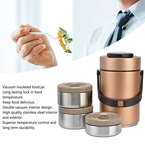 2.3L Insulated for Hot Food 304 Stainless Steel 3 Levels Leak-Proof Stackable Thermal Lunch Box Containers Empty Food Jar Soup Storage for School Office (2#)