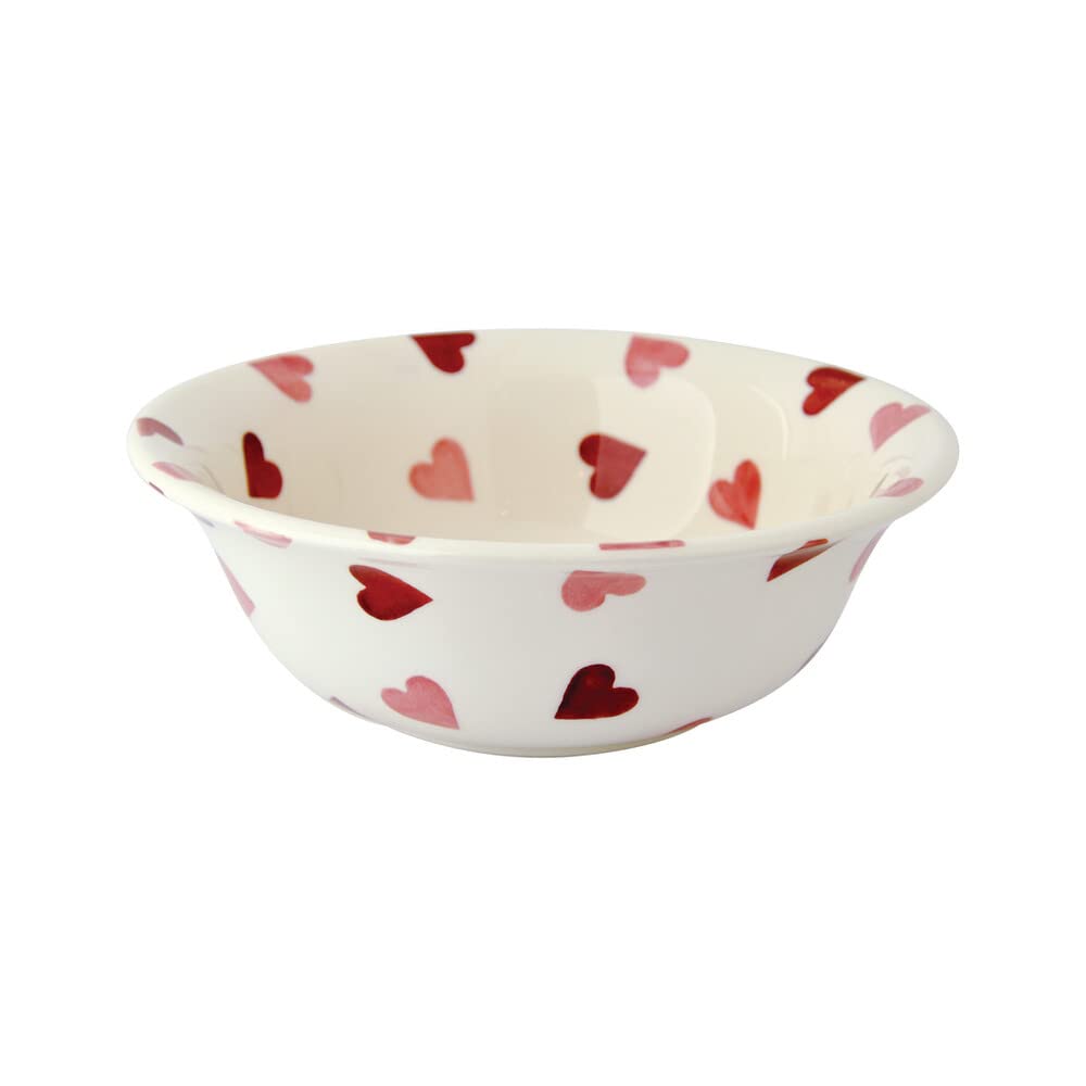 Emma Bridgewater |  Pink Hearts Cereal Bowl - Unique Handmade & Hand Decorated English Earthenware Decorative Plates