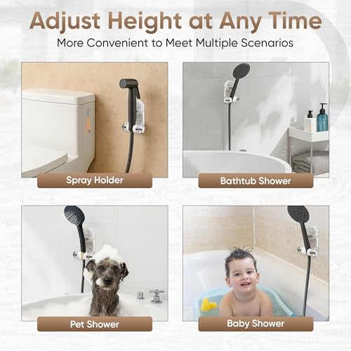 Image of Vacuum Suction Shower Head Holder for Bathroom | Lever Lock No Drill Wall Mount | Reusable & Waterproof Adjustable Hand Shower Holder | PET [ND-13822]