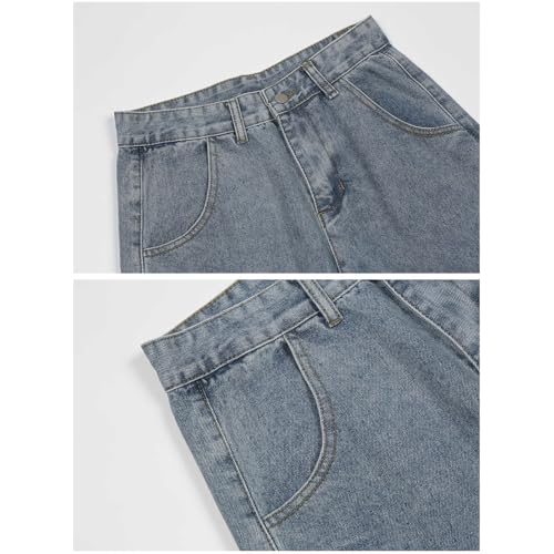 Baggy Jeans Men Streetwear Grunge Y2k Pants Distressed Cross Patch Cloth Frayed Gothic Punk Denim Clothes3