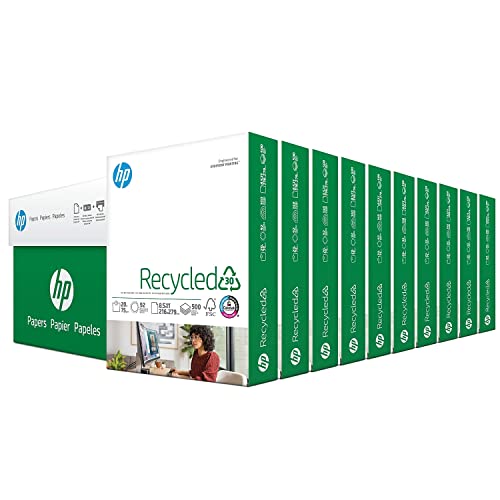 HP Papers | 8.5 x 11 Paper | 30% Recycled Paper | 10 Ream Case - 5000 Sheets | 92 Bright | Made in USA - FSC Certified | 112100C