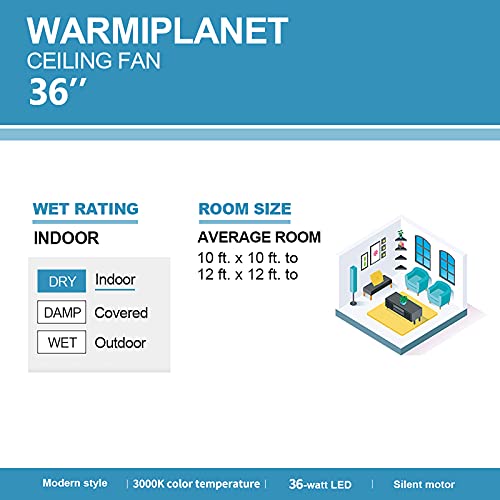 Warmiplanet Retractable Ceiling Fans With Lights And Remote, Modern Ceiling Fan For Bedroom, 36 Inch Retractable Ceiling Fan For Bedroom, Living Room, Office, Kitchen, Dining Room, Brushed Nickel #TOP5