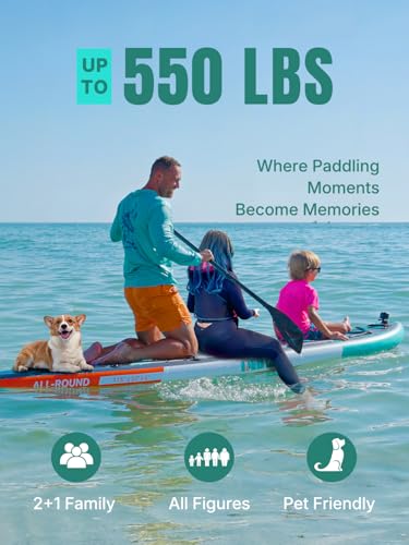 Image of Niphean PRO Extra Large Inflatable Paddle Board with Seat, 11'6 inch /12'6 inch SUP | Stand Up Paddle Board with Pressure Gauge, StabilTrac Fin, Upgraded All-Round /Touring SUP for Adult Adventures, 2+1 Person