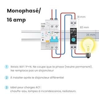 Interrupteur Connecté,16A DIY Interrupteur Intelligent Compatible avec Alexa,Google Assistant,TUYA/Smart Life APP Contrôle à Distance,Commutateur WiFi avec Mesure,Commande Vocale et Fonction de Temps
