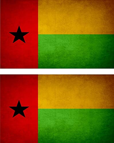 Akachafactory 2X Autocollant Sticker Drapeau Vintage Vieilli GW guinee Bissau