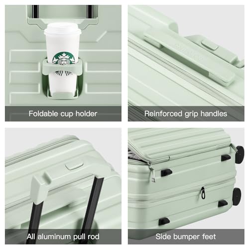 ROAMING Luggage Sets Hard shell Suitcase Top Opening Expandable with Spinner Wheels,Sturdy Large Suitcase Tsa Lock 20 Inch Carry on 28 Inch Checked Luggage,2-Piece Set (20/28) for Woman Men.Jade cyan3