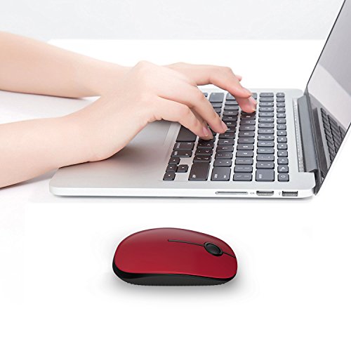 Image of VssoPlor Wireless Mouse, 2.4G Slim Portable Computer Laptop Mouse with Nano Receiver Quiet Silent Optical Mice for Notebook, PC, Laptop, Computer-Black and Red