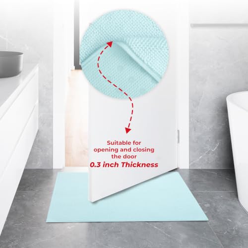 Image of American Soft Linen Bath Rug, 20 in 34 in 100% Cotton Bath Mats Rugs for Bathroom, Slip Reducer Washable Shaggy Form Area Rugs, Electric Blue Bath Rug