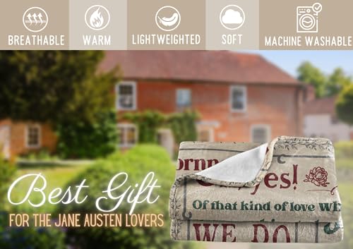 Jane Austen Gifts for Women, Flannel Blanket 50" x 65", Personalized Jane Austen Gift for Birthday, Thanksgiving's Day, Christmas