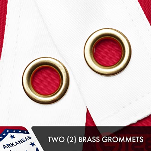 G128 Arkansas State Flag | 3X5 Ft | Double Toughweave Series Double Sided Embroidered 210D Polyester | Embroidered Design, Indoor/Outdoor, Brass Grommets, Heavy Duty, 2-Ply #TOP2