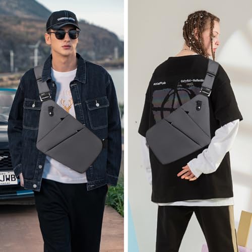 Image of Anti Theft Crossbody Bag,Sling Bag for Women Men,Multi-pocket Chest Shoulder Bag for Travel, Sport, Work