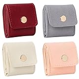 TILONKJ 4 Piezas Mini Organizador De Joyas De Viaje, Joyero de Viaje Estuche Dividido Plegable, Bolsa para Joyería Plegable y Segura, Compacta para Pendientes, Anillos y Collares