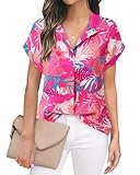 Timeson Womens Tops Dressy Casual: Summer Work – Ladies Tops and Blouses – Short Sleeve Business Casual Shirts Dressy Chiffon Professional Office Outfits Floral Collared Interview Formal Loose Fit XL