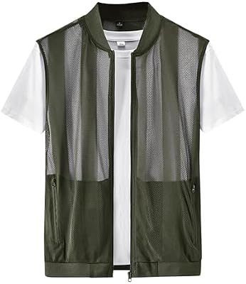 Men's Summer Casual Lightweight Breathable Mesh Vest - Utility Fishing Safari Travel Vest with Pocke...