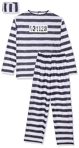 Déguisement prisonnier pour femme noir et blanc combinaison de fête