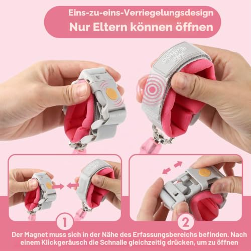 Lehoo Castle Kinder Sicherheitsleine, Anti-Verloren Handgelenk Gürtel Kinder, Sicherheit Handschlaufe 360° Drehung, Elastisches Drahtseil, Atmungsaktiv Baumwolle Armgelenk Band