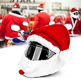 Santa Motorcycle Helmet Cover, Funny Helmet Cover Motorcycle Full Face Christmas Hat, Santa Claus Xmas Hat Nativity Motorcycle Helmet Covers Decoration Accessories for Men and Women (Without Helmet)
