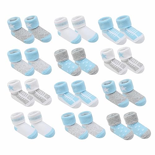 Image of Mother's Choice Baby Socks 0-6 Months, Organic Cotton Infant Socks, Unisex, Soft & Hypoallergenic Newborn Socks, 12 Pairs