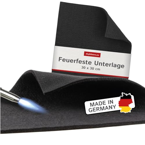 The Felt Store Tapis Ignifuge, Tapis de Protection Contre Le feu résistant à la Chaleur, Noir, env. 30 x 30 cm, env. 5 mm d'épaisseur (idéal comme Tapis à souder)
