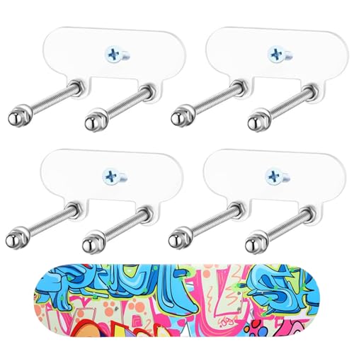 Générique Porte-Skateboard Murale - 4 Pièces Supports Universels sans Percage pour Planche,Étagère de Rangement pour Planche Skateboard,pour Chambre...