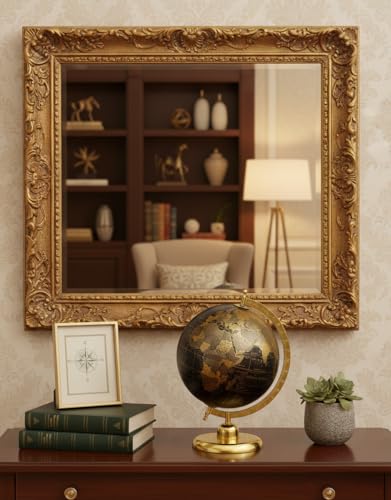 Image of 8 Inch Decorative Antique World Globe with Metal Stand - Vintage Desk Globe for Office & Study