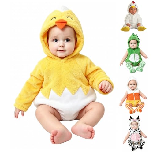 AIMAOMI Baby Halloween Costume Onesie Animal Plush Hooded Romper 1-Yellow 3-6 Months - image 1