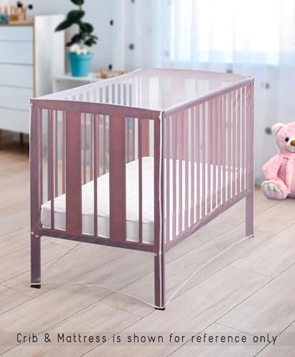 Image of Classic Mosquito Net for Baby Crib | 144cmX75cmX90cm Encrypted Toddler Crib Tent Full Cover Safety Net, Durable, Strong - Keep Baby Infant from Climbing Out, Falls and Mosquito Bites (White)