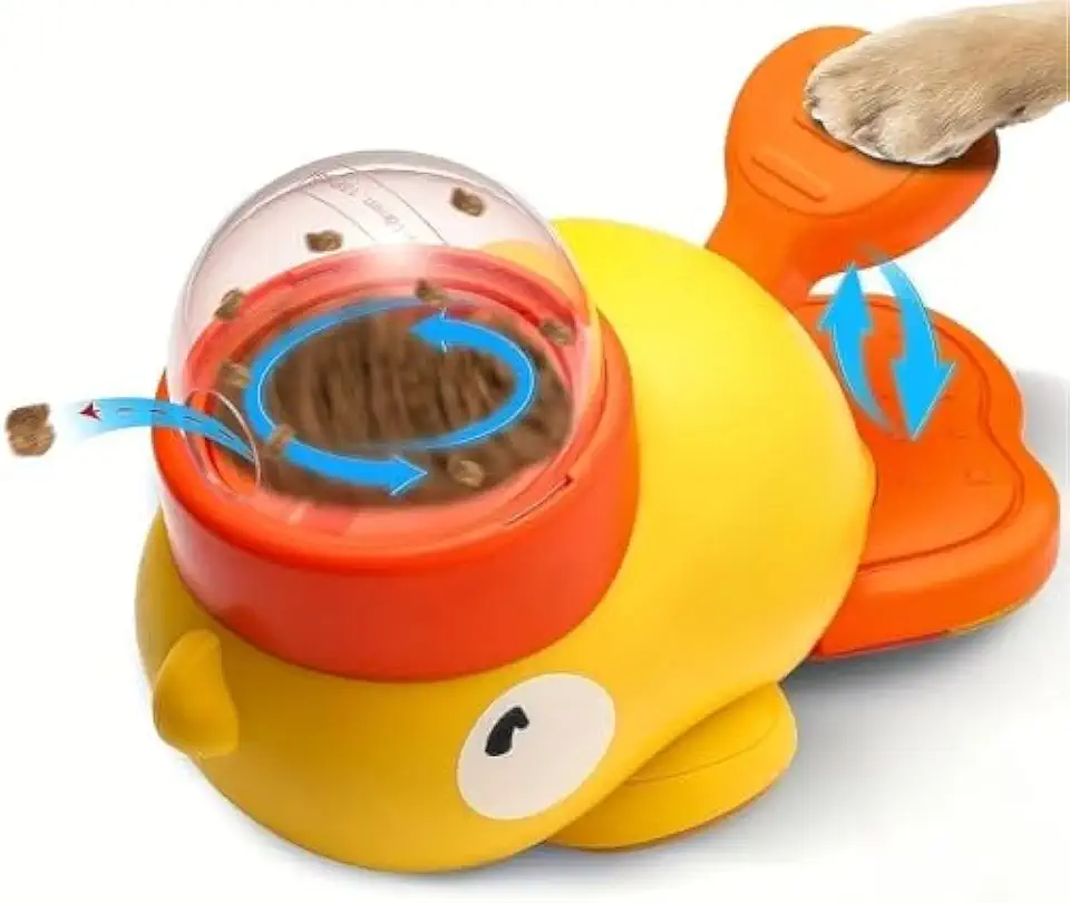 Brinquedo Interativo Pato Dispensador de Ração | Alimentador Tigela Lenta Divertida Para Cães e Gatos Petiscos e Ração
