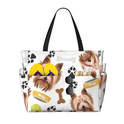 Sac de plage Yorkshire Terrier grand cabas bandoulière pour vos journées ensoleillées