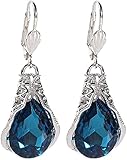Pendientes colgantes de gota con zafiro falso en forma de gota, regalo para mujeres, niñas, cumpleaños, amigos de Navidad Durability