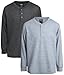 Quad Seven Boys Shirt - 2 Pack Waffle Knit V-Neck or Henley Long Sleeve Thermal T-Shirt - Baselayer Shirt for Boys (8-18), Size 12-14, Heather Grey/Charcoal Henley