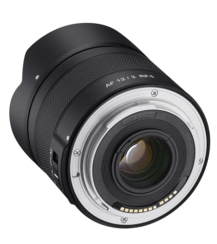 Samyang 12mm F2.0 AF Ultra Wide Angle Lens for Canon RF-S Mount – Compact APS-C Prime, Fast F2 Aperture, Autofocus, Weather Sealed, Linear STM, 62mm Filter, Ideal for Travel, and Night Photography