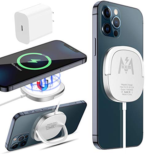 KKM 15W rpido Cargadores por induccin de mvil por induccin,Compatible con magsafe iPhone 12/Mini/Pro/Pro MAX Cargadores por induccin magntico
