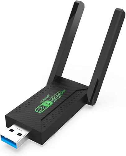 USB WiFi Adapter for Desktop PC USB 3.0 Wireless Dual Band Network WiFi Adapter with High Gain Antenna WiFi 5 1200Mbps Windows 11/10/8.1/8/7/XP, Mac OS 10.9-10.15