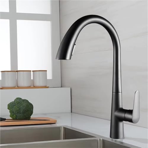 Grifo de cocina extraíble monomando gris plomo para fregadero lavabo agua fría y caliente 3