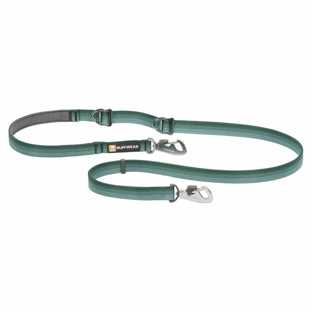 RUFFWEAR Guinzaglio per cani Switchbak, Guinzaglio a doppia estremità per cani, Guinzaglio per cani regolabile e robusto, Guinzaglio da addestramento per cani a mani libere da tenere River Rock Green